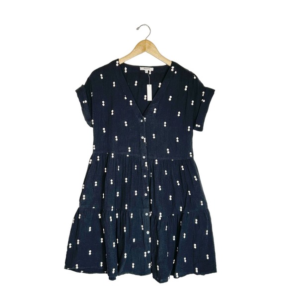 MADEWELL Lightspun Cuff Sleeve Button Front Tiered Mini Dress XXS SOLD - Picture 4 of 8